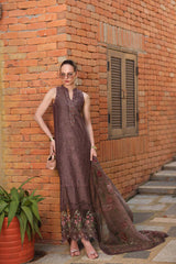 3-PC Unstitched Embroidered Lawn Schiffli Laserkari By Saadia Asad | D3