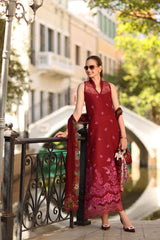 3-PC Unstitched Embroidered Lawn Noor By Saadia Asad | D1 - A