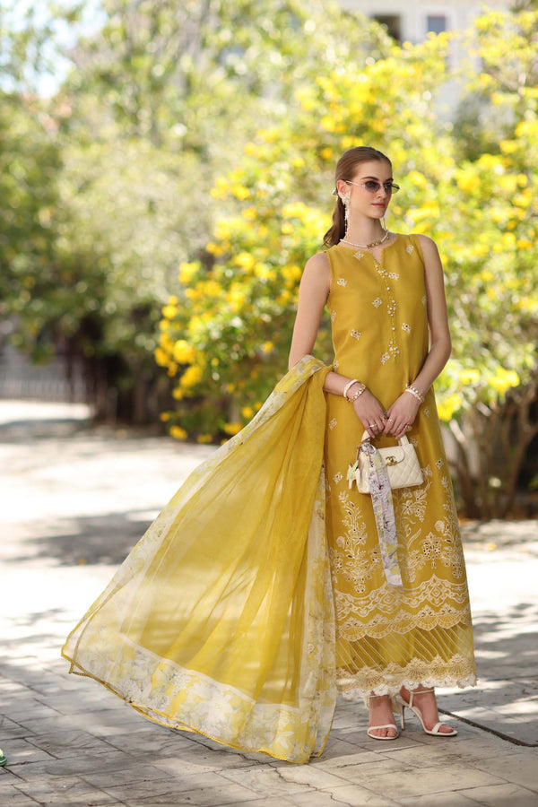3-PC Unstitched Embroidered Lawn Noor By Saadia Asad | D1 -B