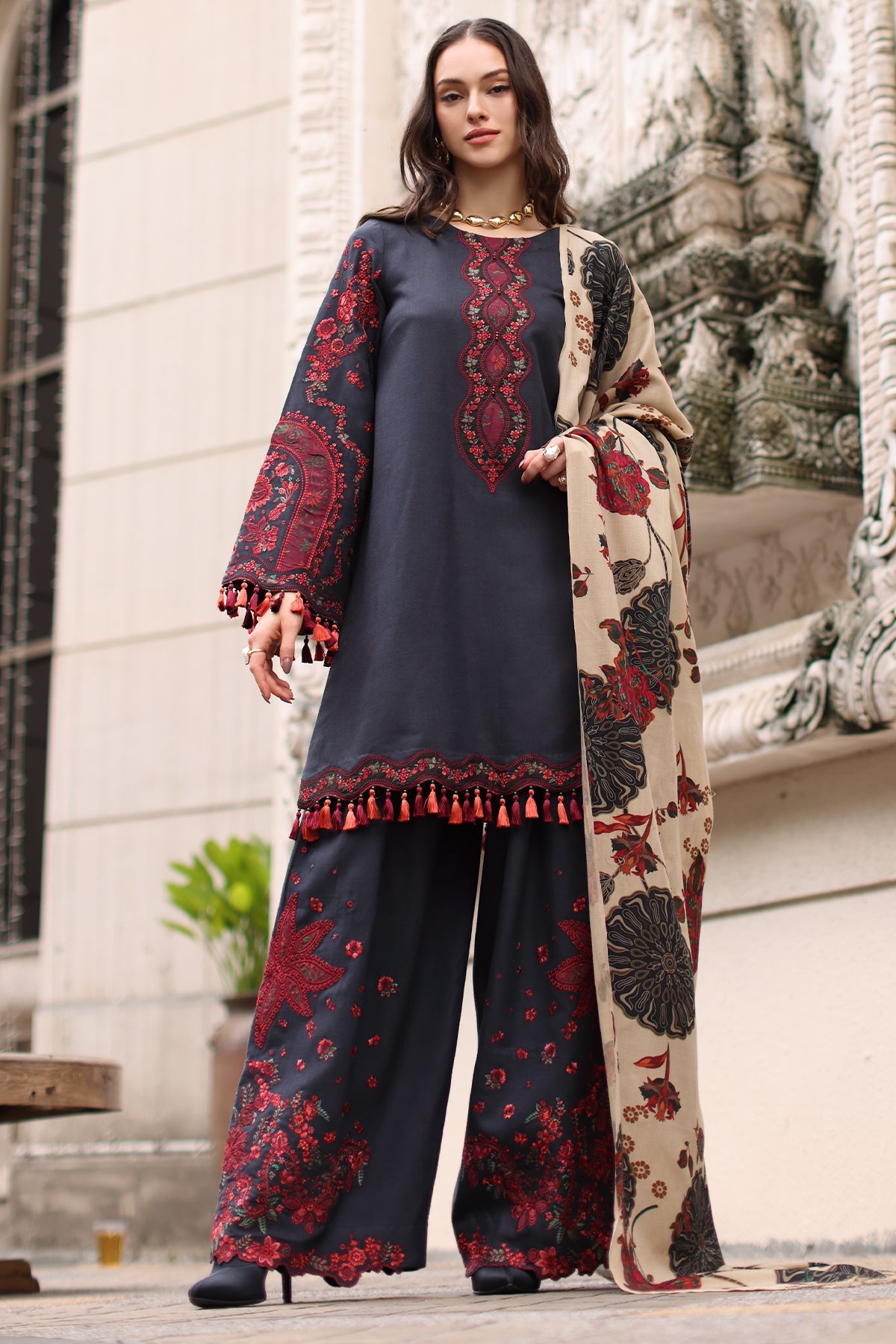 3-PC Unstitched Peach Leather Collection By CHARIZMA