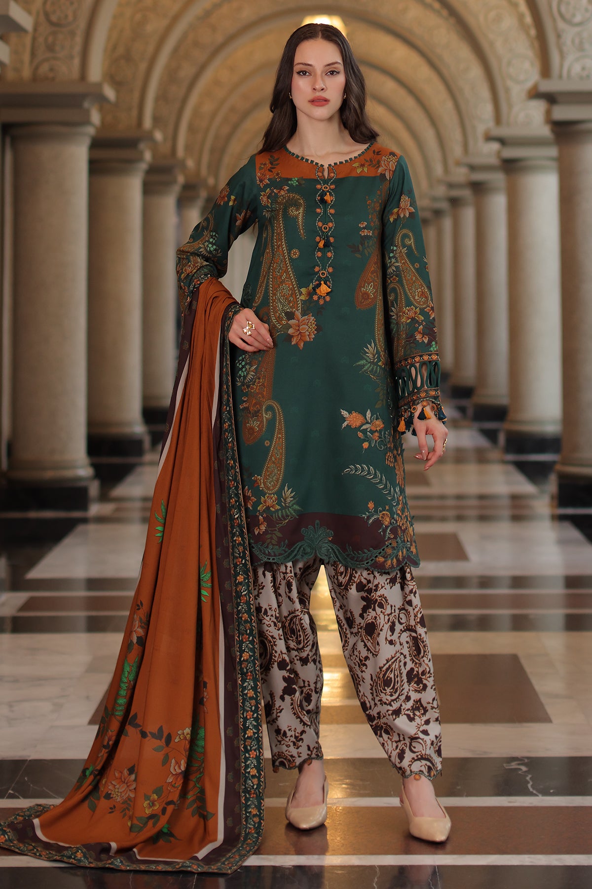 3-PC Unstitched Embroidered Linen Collection By Charizma