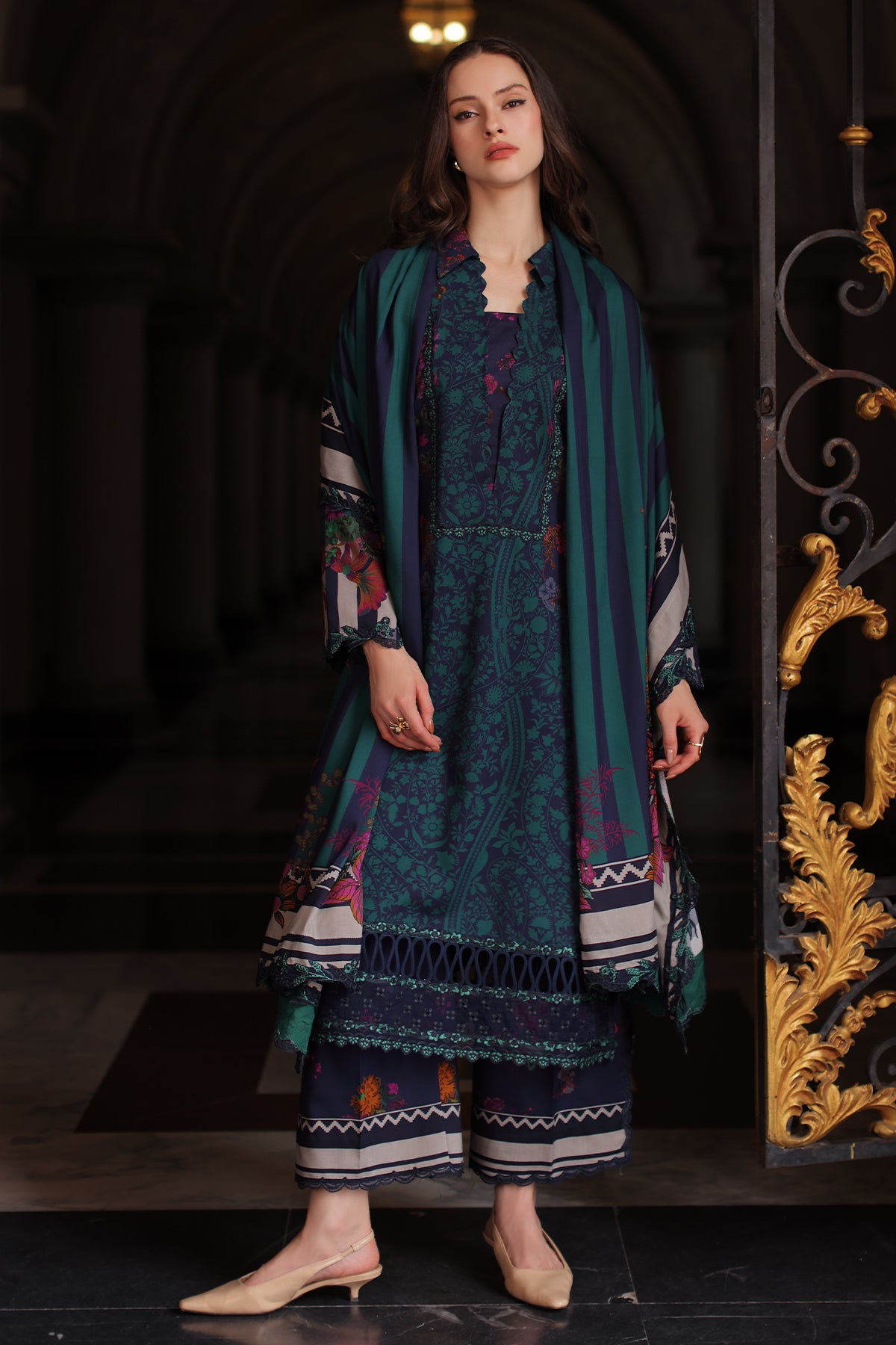 3-PC Unstitched Embroidered Linen Collection By Charizma
