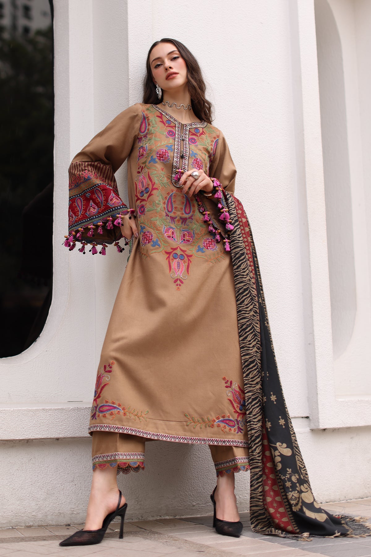 3-PC Unstitched Peach Leather Collection By CHARIZMA