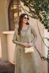 3-PC Unstitched Embroidered Lawn Noor Luxe Chikankari By Saadia asad | D7-B