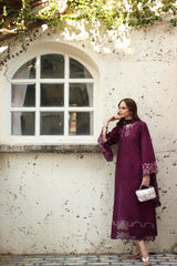 3-PC Unstitched Embroidered Lawn Noor Luxe Chikankari By Saadia asad | D1-A