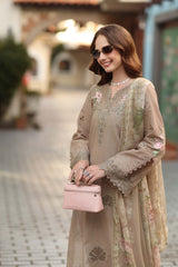 3-PC Unstitched Embroidered Lawn Noor Luxe Chikankari By Saadia asad | D3-B