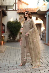 3-PC Unstitched Embroidered Lawn Noor Luxe Chikankari By Saadia asad | D3-B