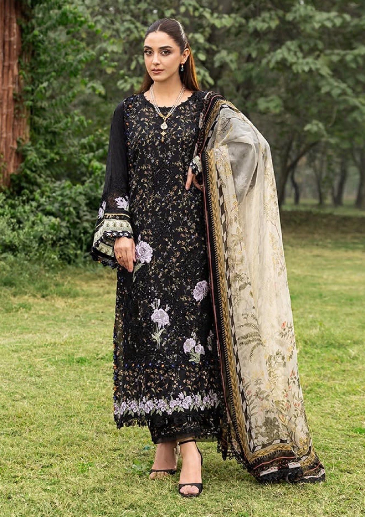 3-PC Unstitched DIgital Printed Chikankari Lawn By Elaf Premium | ERC-4A
