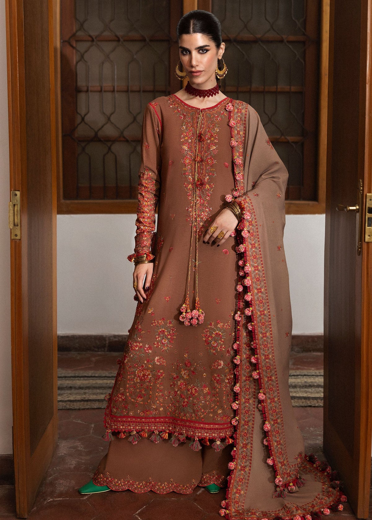 Shay | 3Pc Unstitched Suit Winter Embroidered Karandi AW 24 By Hussain Rehar