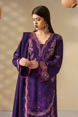 R-1203 | 3Pc Unstitched Suit Embroidered Karandi Collection Reet By Ramsha