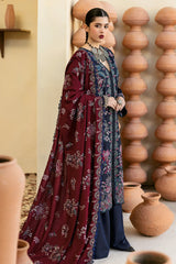 R-1202 | 3Pc Unstitched Suit Embroidered Karandi Collection Reet By Ramsha