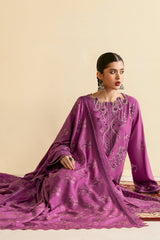 R-1207 | 3Pc Unstitched Suit Embroidered Karandi Collection Reet By Ramsha
