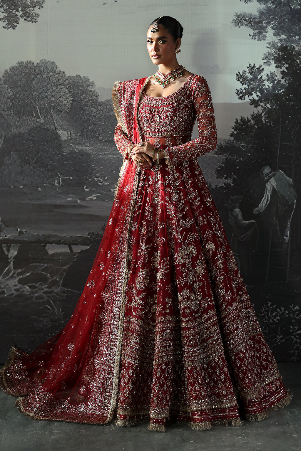 Anastasia | 3 Pc Unstitched Suit Festive Embroidered Brides Edit'24 By Afrozeh