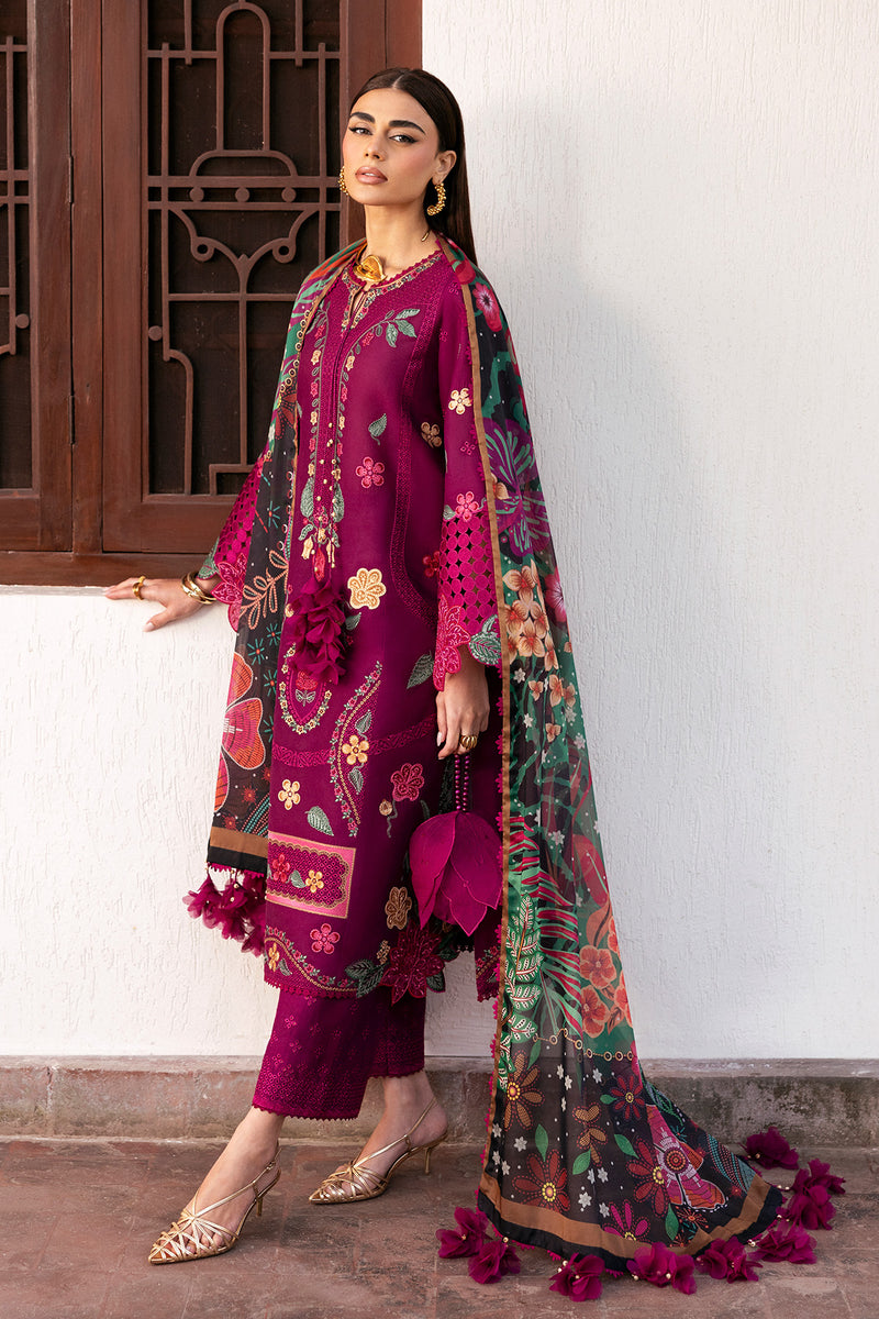 3-PC Unstitched Embroidered Lawn Shahkaar By Jazmin | D-01