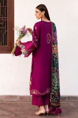 3-PC Unstitched Embroidered Lawn Shahkaar By Jazmin | D-01
