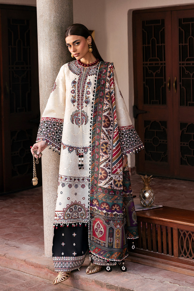 3-PC Unstitched Embroidered Lawn Shahkaar By Jazmin | D-02