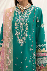 3-PC Unstitched Chikan Kari Embroidered Lawn By Qalamkar | DC-08 Elida