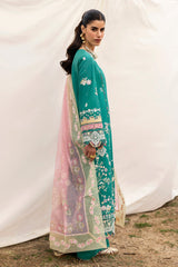 3-PC Unstitched Chikan Kari Embroidered Lawn By Qalamkar | DC-08 Elida
