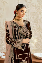 V-606 | 3Pc Unstitched Suit Winter Embroidered Premium Velvet By Ramsha