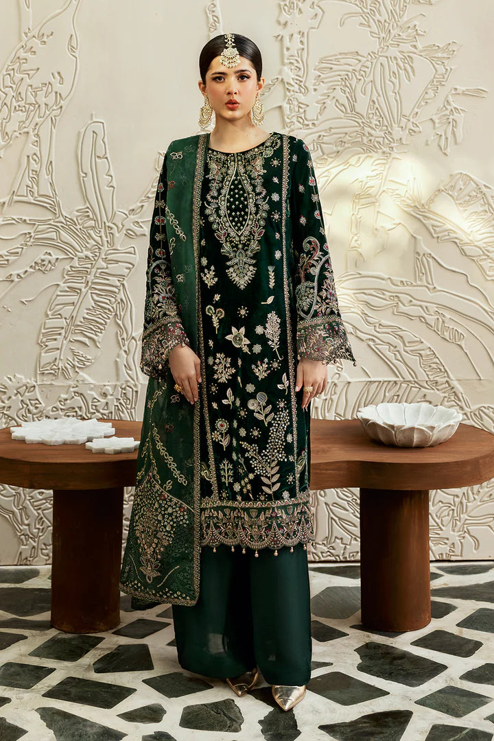 V-607 | 3Pc Unstitched Suit Winter Embroidered Premium Velvet By Ramsha