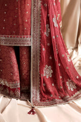 3Pc Sharara Suit – Sequins Embroidered Printed Chiffon Unstitched MAHEEN By Zarif