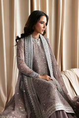 3Pc Sequins Embroidered Chiffon Unstitched Suit with Plain Chiffon Sharara SITARA By Zarif