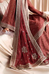 3Pc Sharara Suit – Sequins Embroidered Printed Chiffon Unstitched MAHEEN By Zarif