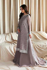 3Pc Sequins Embroidered Chiffon Unstitched Suit with Plain Chiffon Sharara SITARA By Zarif