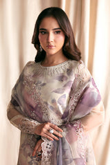 3Pc Sharara Suit – Embroidered Organza Unstitched GAJRA By Zarif