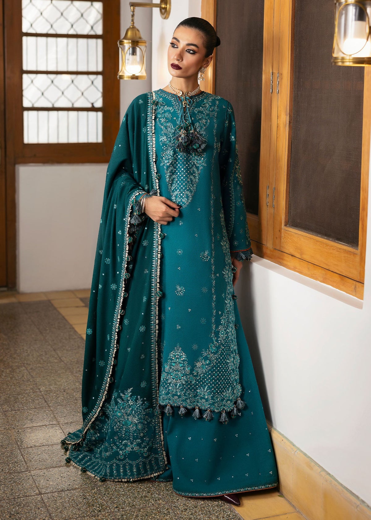 Durk | 3Pc Unstitched Suit Winter Embroidered Karandi AW 24 By Hussain Rehar