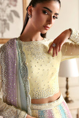 3Pc Sequins Embroidered Chiffon Unstitched Suit with Printed Dupatta Sonal By Zarif