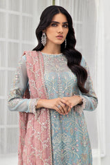 3-PC Unstiched Embroidered Chiffon By Zarif | Blue Mist