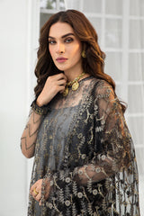 3-PC Unstiched Embroidered Chiffon By Zarif | Graphite