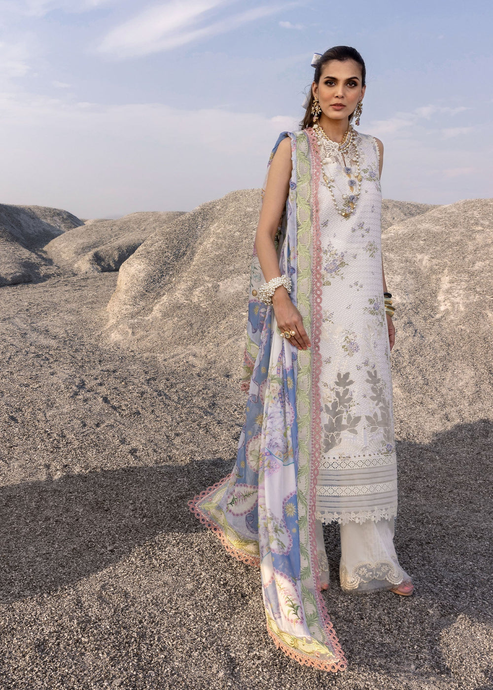 Unstitched 3-PC Luxury Lawn Silk Dupatta By Saira Shakira | CECIL-B