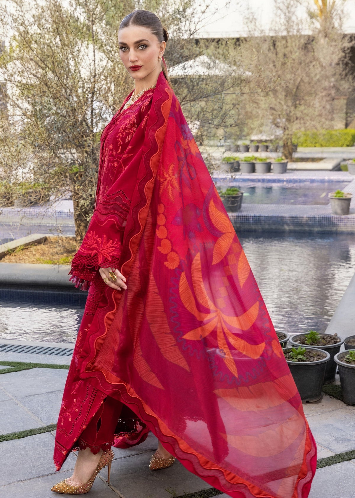 3-PC Unstitched Embroidered Lawn Flow By Crimson | D3A