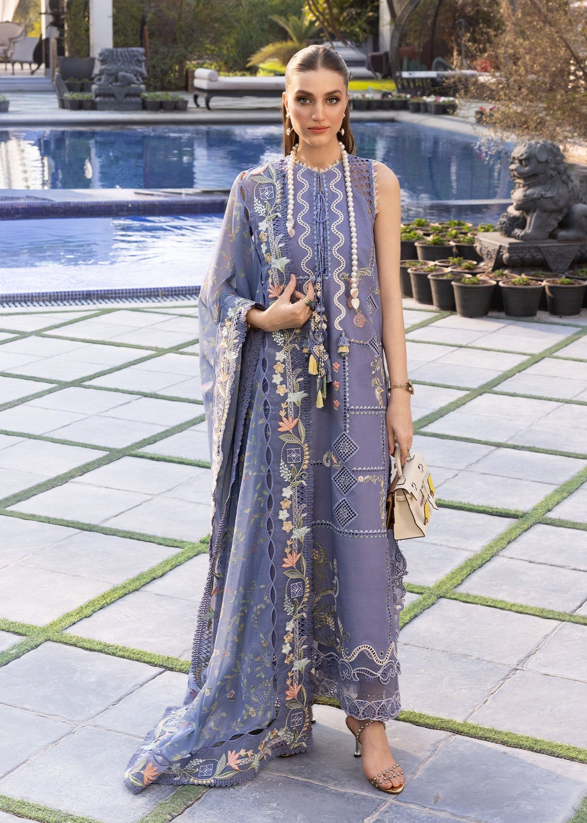 3-PC Unstitched Embroidered Lawn Flow By Crimson | D1B