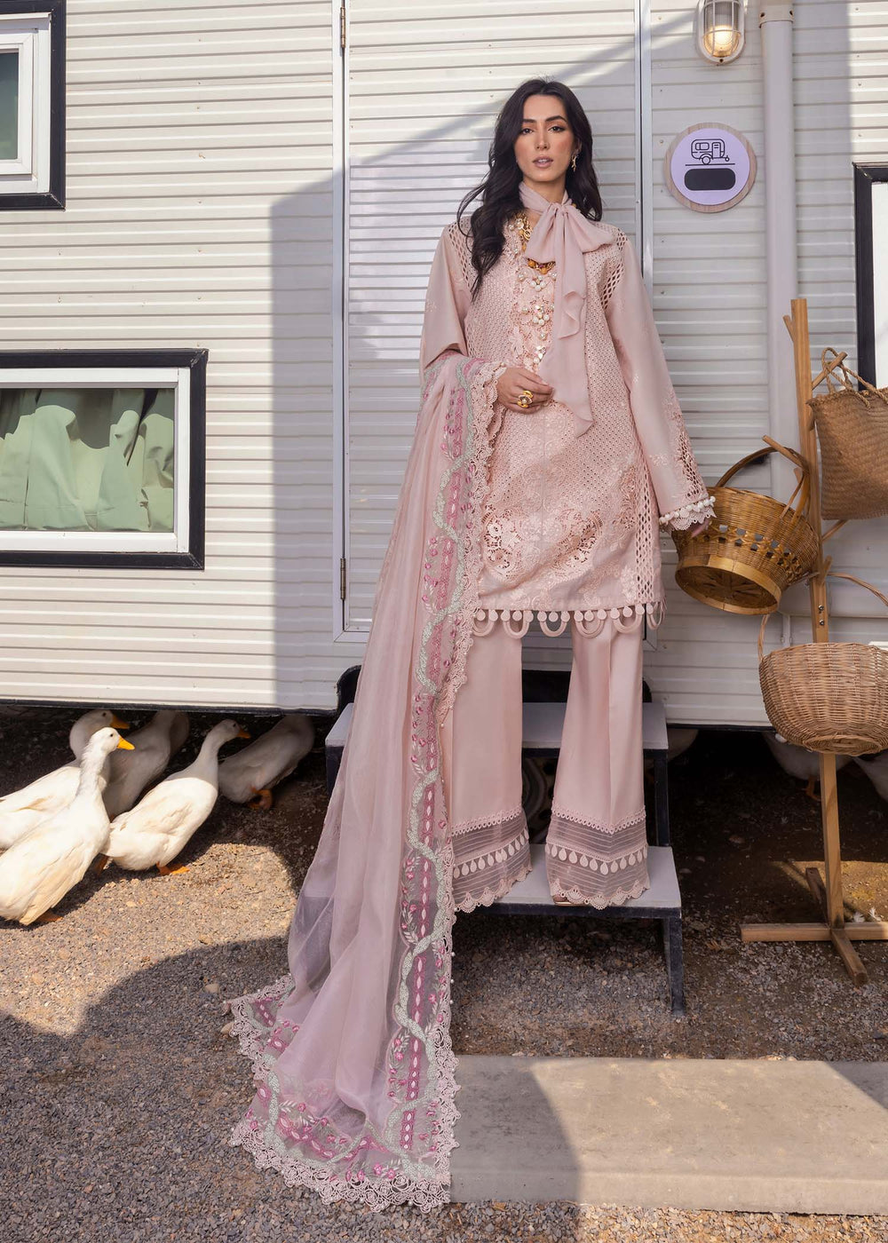 Unstitched 3-PC Luxury Lawn Silk Dupatta By Saira Shakira | LEYLA-A