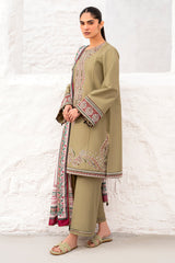 USE- 9136 | 3Pc Unstitched Suit Embroidered Lawn Summer Exclusive By Jazmin