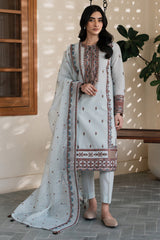 USE-9107 | 3Pc Unstitched Suit Embroidered lawn Summer 25 Drop II By Jazmin