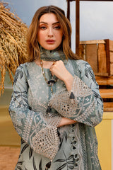 NSG-179 | 3Pc Unstitched Suit Embroidered Lawn Collection Gardenia By Nureh