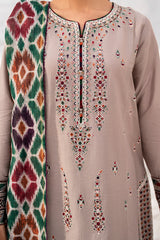 3-PC Unstitched Embroidered Dobby Lawn By Jazmin | 9124