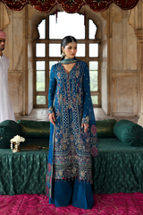 3-PC Unstitched Chffon Embroidered Romansiyyah By Emaan Adeel | ZARQ