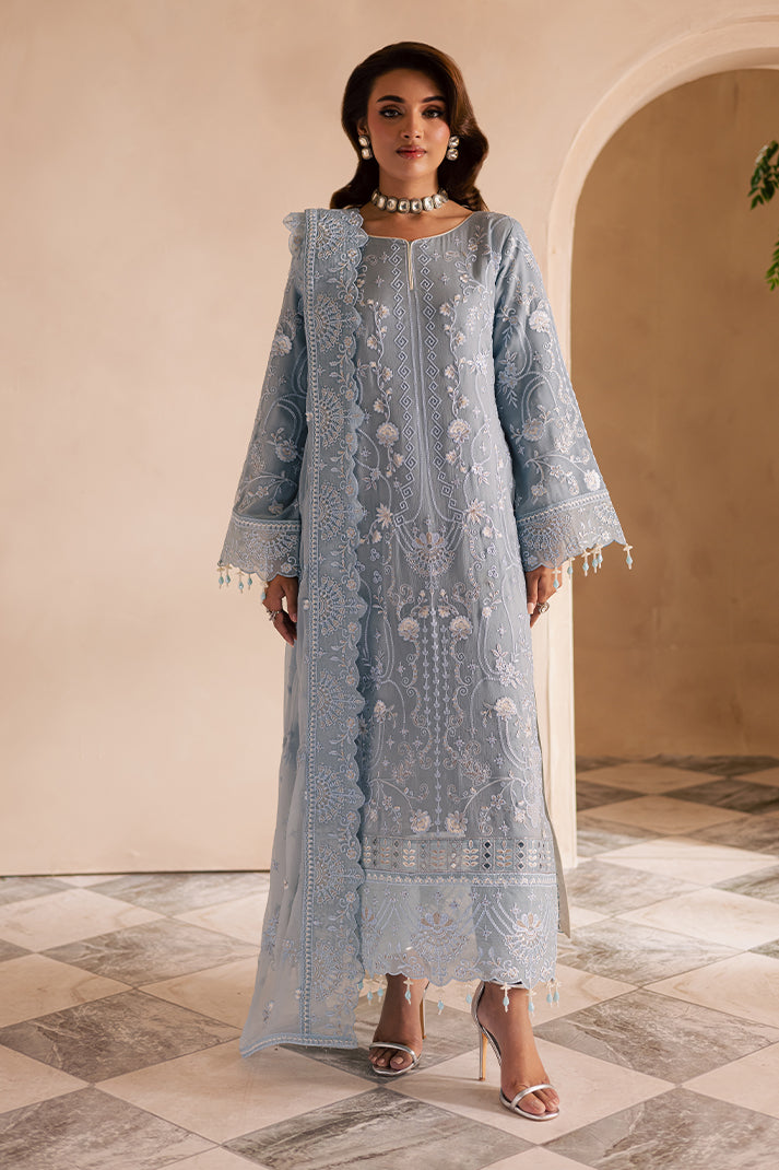 3-PC Unstitched Chiffon Embroidered Miraal by Emaan Adeel | AVIRA