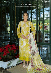 EPE-08B | 3PC Unstitched Suit Digital Printed Lawn Prints By Elaf Premium