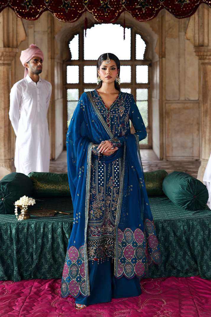 3-PC Unstitched Chffon Embroidered Romansiyyah By Emaan Adeel | ZARQ