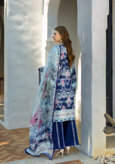 ETS-06A LONDON BLUES | 3PC Unstitched Suit Embroidered Lawn Signature By Elaf Premium