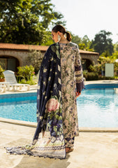 ELK-08B AZZURRO | 3Pc Unstitched Suit Lawn Collection Prints Chikankari By Elaf Premium