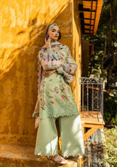 ELK-03A FLOREALE | 3Pc Unstitched Suit Lawn Collection Prints Chikankari By Elaf Premium