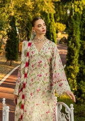 ELK-02B SWEET GREENS | 3Pc Unstitched Suit Lawn Collection Prints Chikankari By Elaf Premium