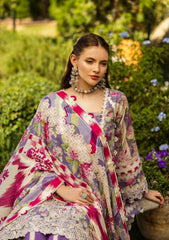 ELK-02A PERIWINKLE | 3Pc Unstitched Suit Lawn Collection Prints Chikankari By Elaf Premium